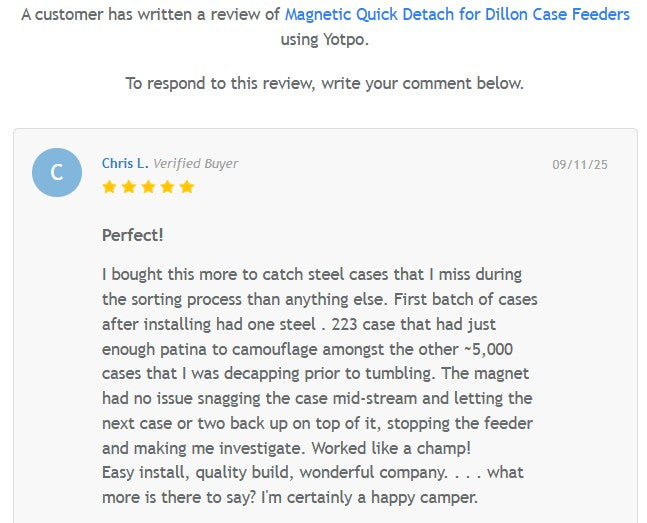 Magnetic Quick Detach for Dillon Case Feeders