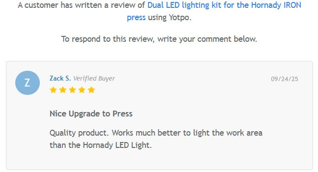 Dual LED lighting kit for the Hornady IRON press