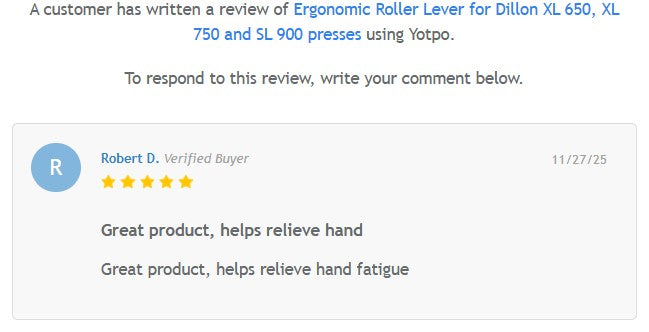 Ergonomic Roller Lever for Dillon XL 650, XL 750 and SL 900 presses