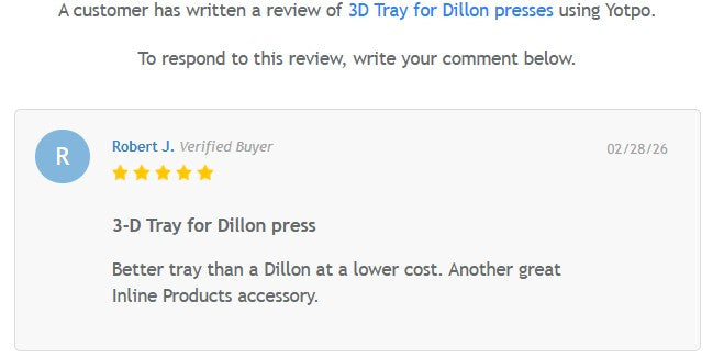 3D Tray for Dillon presses