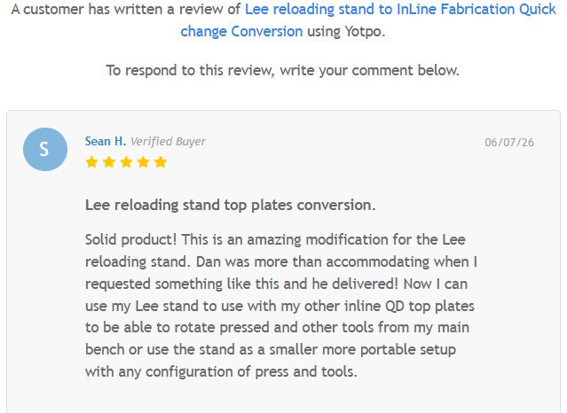 Lee reloading stand to InLine Fabrication Quick change Conversion