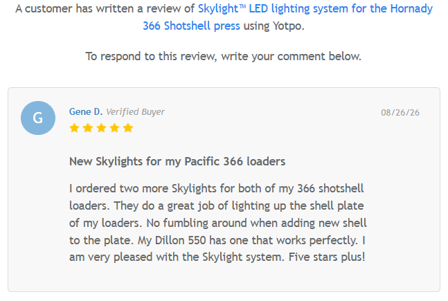 Skylight™ LED lighting system for the Hornady 366 Shotshell press