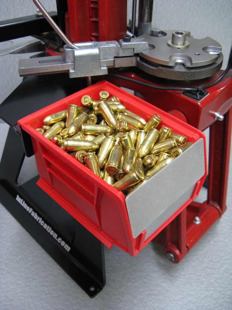 Improved finished round output bracket for the Hornady Lock n Load